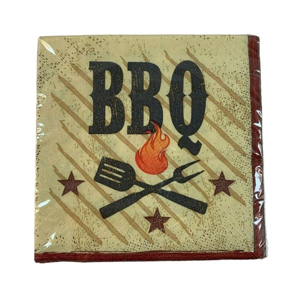 BBQ Beverage Paper Napkins 4 7/8 Inches 2 Ply Lot of Four 18 Ct Pkgs USA - Picture 6 of 7